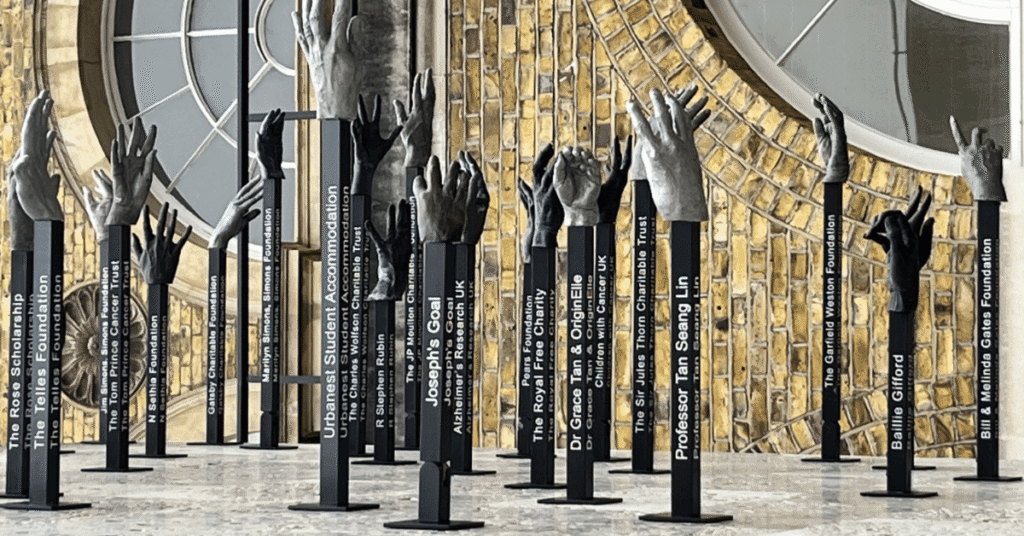 Joe's hand featured on the NKH Donor wall at UCL