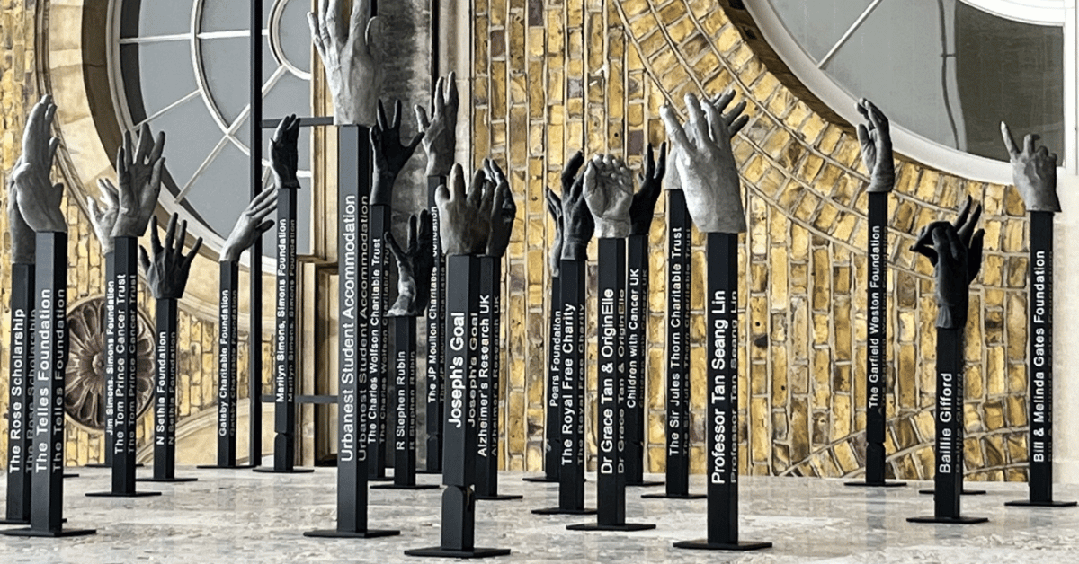 Joe's hand featured on the NKH Donor wall at UCL