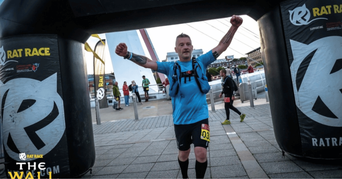 Ian-Cusick crossing the finishing line is-raising-money-for-Josephs-Goal